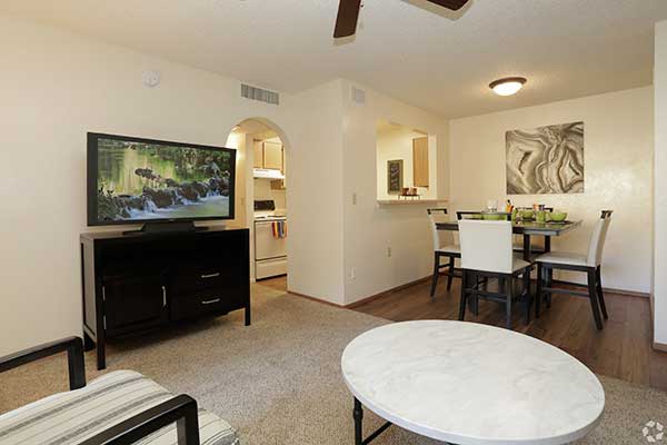 silverado apartment interior showing furnished living room